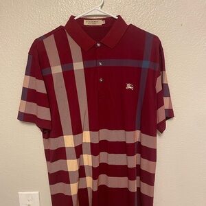 Burberry Red Polo Shirt with Classic Plaid Design